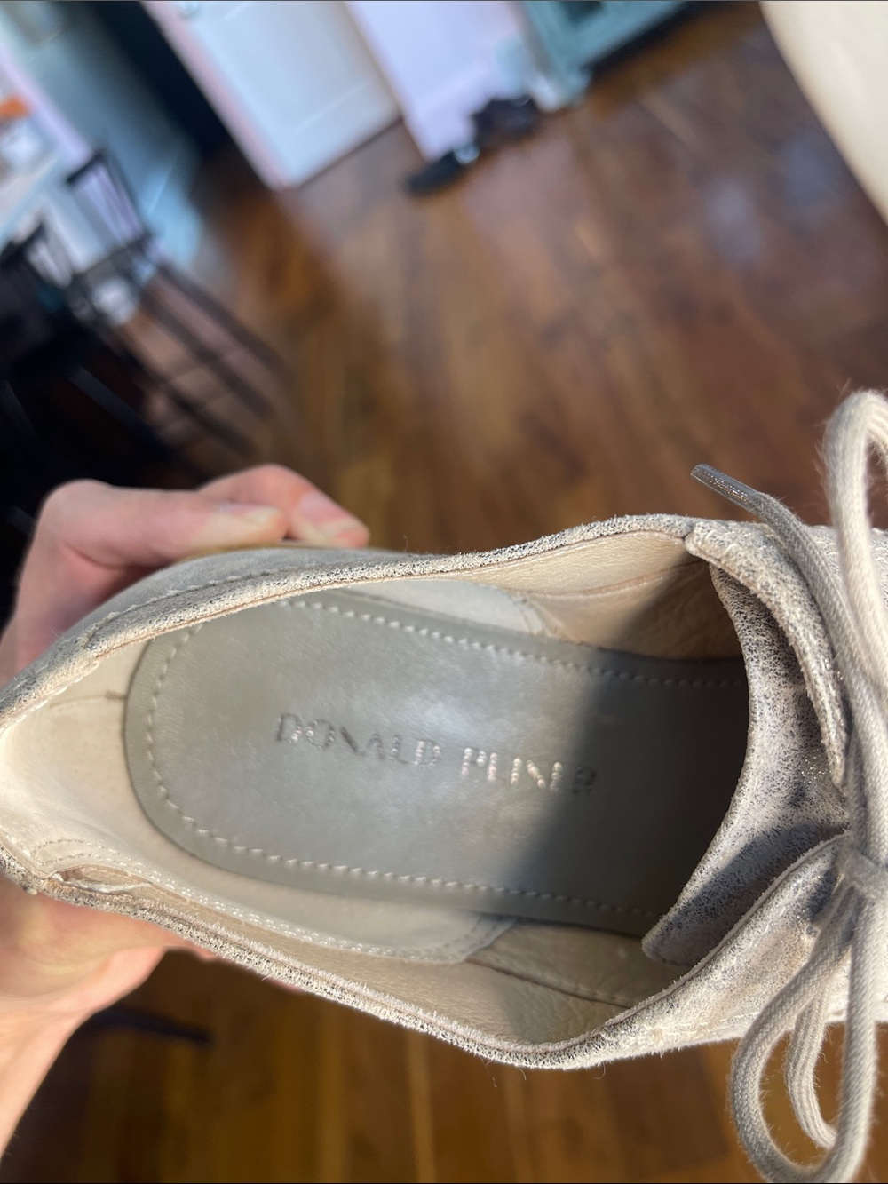 Donald J. Pliner Metallic Taupe Suede Platform Lace-Up Oxfords